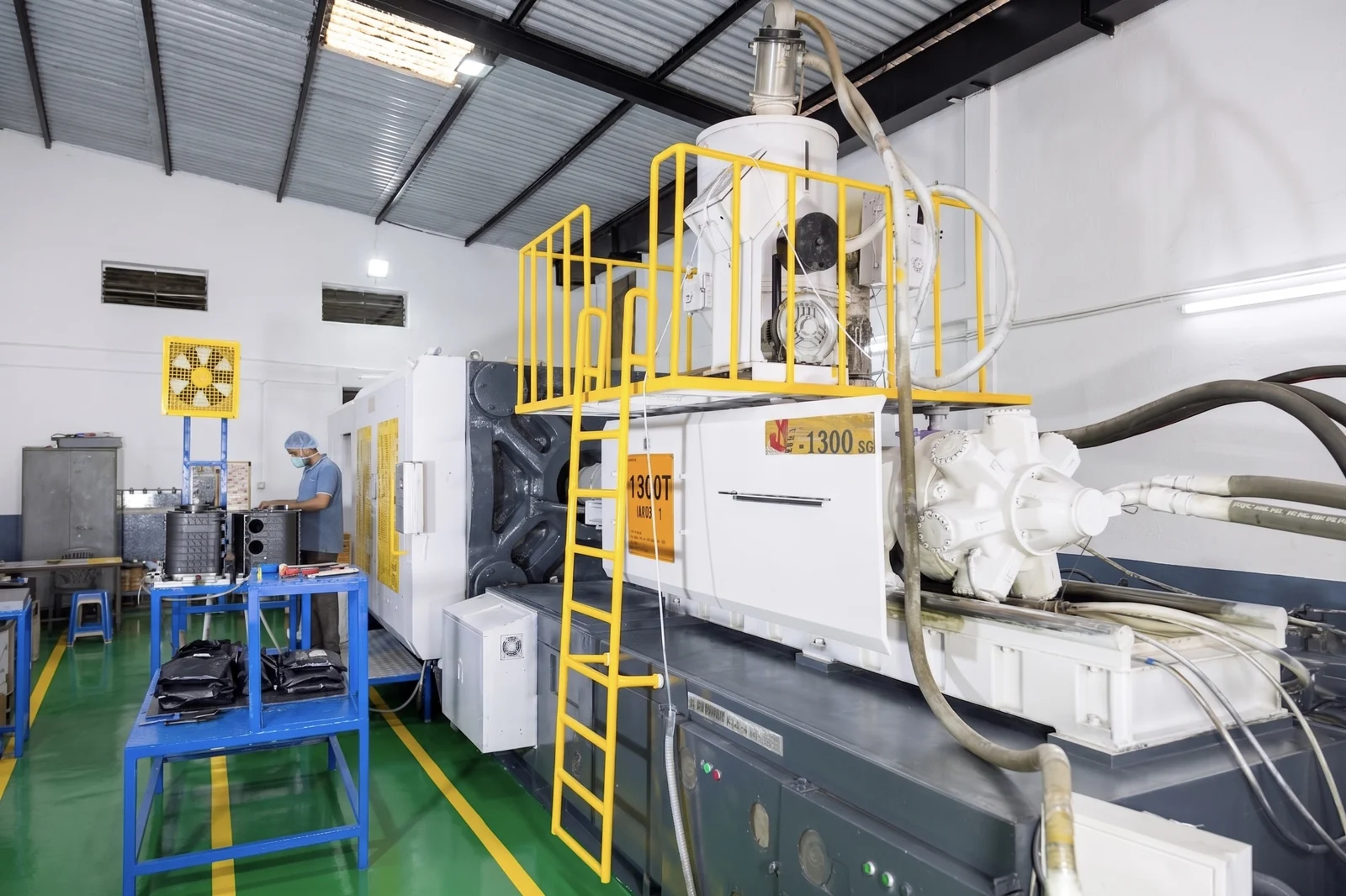 1300 tonne injection moulding machine at Kruger Industries, Bengaluru — the largest press in the plant